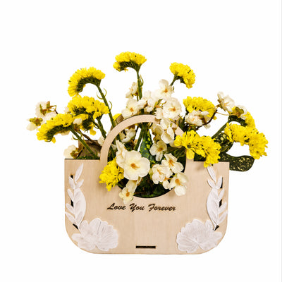 Limonium Sinuatum Artificial Flower Arrangement in Wooden Bag