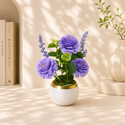 Lavender Artificial Flower Arrangement In Ceramic Vase