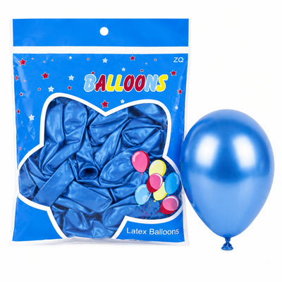 Latex Metallic Chrome Dark Blue Balloon - Pack Of 50 Pcs - 12 Inch