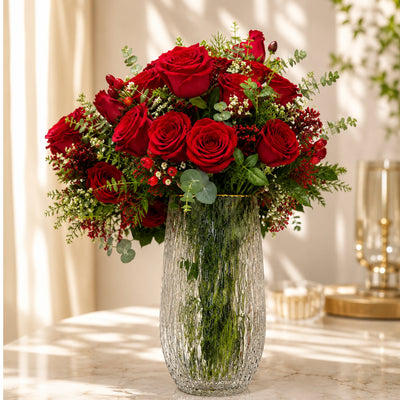 Vibrant Red Rose Flower Arrangement