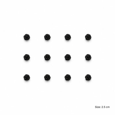 Party Decoration Artificial Foam Rose Heads - Black - 2.5 Cm - Pack Of 12 Pcs