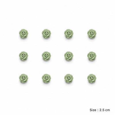 Party Decoration Artificial Foam Rose Heads - Light Green - 2.5 Cm - Pack Of 12 Pcs