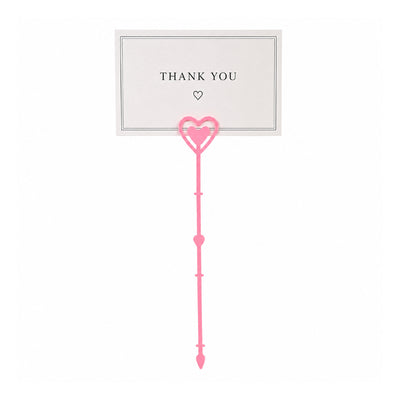 Heart Shape Card Holder Stick - Plastic Memo Clip Stand - Pink