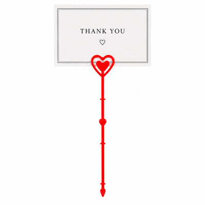 Heart Shape Card Holder Stick - Plastic Memo Clip Stand - Red