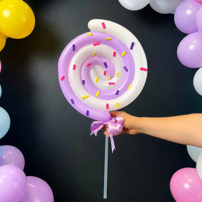 Party Decoration Lollipop Design Balloon Set - White And Purple Colour