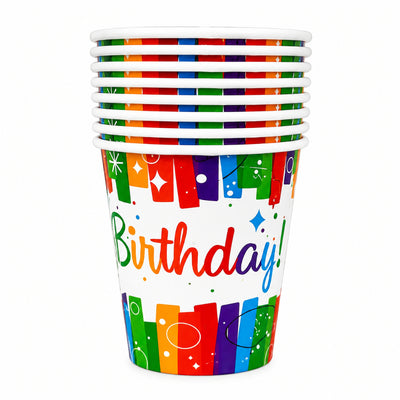 Happy Birthday Theme Party Disposable Paper Cup - Pack Of 10