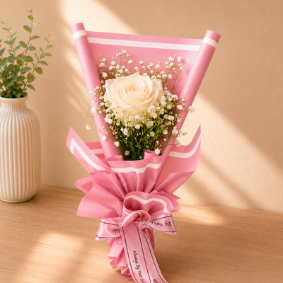 Elegant Single White Rose Flower Bouquet