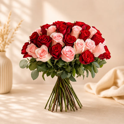 Luxury Red and Pink Rose Flower Bouquet