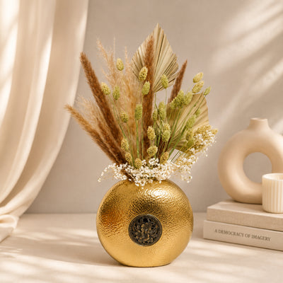 Luxury Golden Vase With Dried Pampas Grass Arrangement