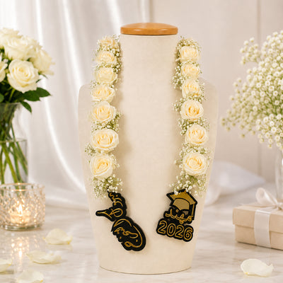 Elegant White Rose Graduation Necklace - Flower Collar