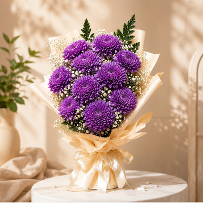 Elegant Purple Chrysanthemum Flower Bouquet