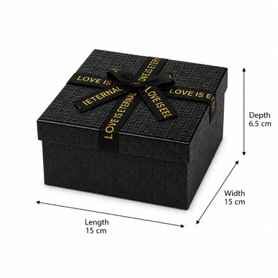 Gift Box with Ribbon Black Color - Small - 15 x 15 x 6.5 cm