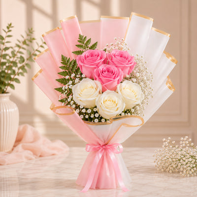 Luxury Pink And White Rose Bouquet
