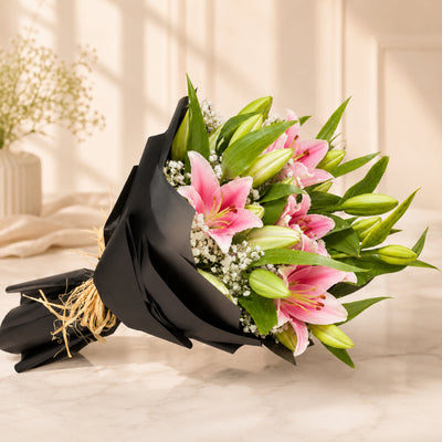 Fresh Pink Lily Flower Bouquet