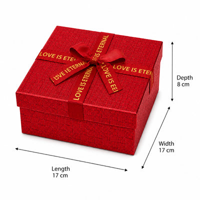Gift Box with Ribbon Red Color - Medium - 17 x 17 x 8 cm