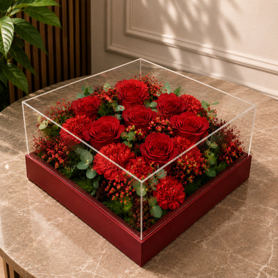 Luxury Red Rose Acrylic Flower Box