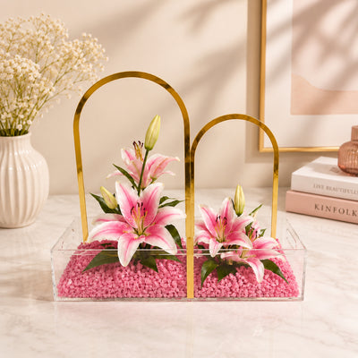 Luxury Pink Lily Acrylic Floral Arrangement