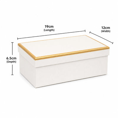 Gold Lined Gift Box White Colour - Small - 19X12X6.5 Cm