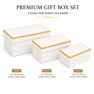 Gold Lined Gift Box White Colour - 3 Pcs Set