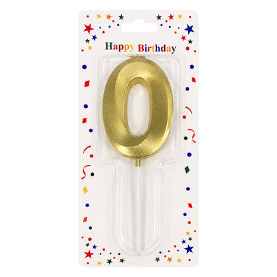 Birthday Candle Number 0 - Gold Metallic Cake Topper Candle