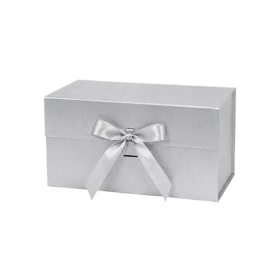 Folding Cardboard Gift Box - Mettallic Silver - 28.5X39X17.5 Cm