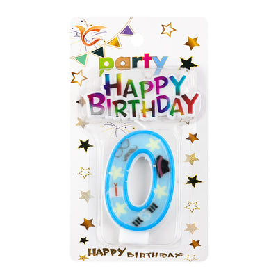 Happy Birthday Number 0 Cake Candle Topper - Blue