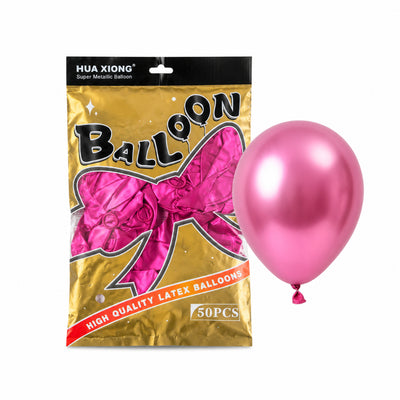 Latex Super Metallic Pink Balloon - Pack Of 50 Pcs - 12 Inch
