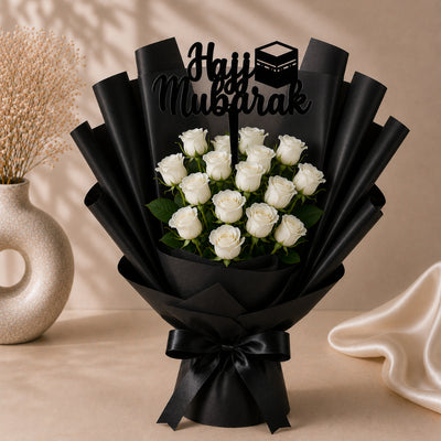 Hajj Mubarak White Baby Rose Bouquet