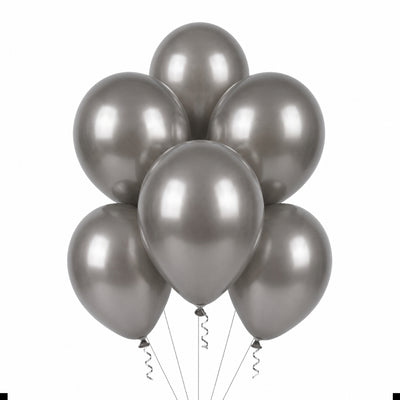 Latex Metallic Chrome Helium Balloon - Gray - 12 Inch