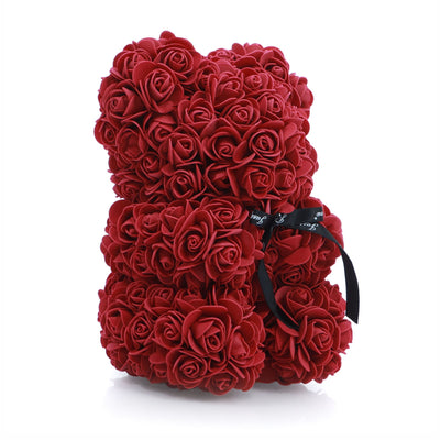 Artificial Rose Bear Teddy - Burgundy