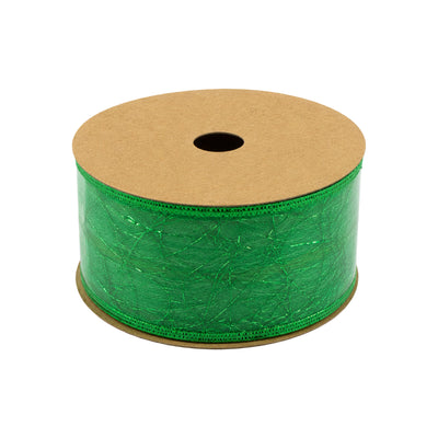 Glitter Mesh Sparkle Organza Gift Wrapping Ribbon Roll - Green - 1.5 Inch
