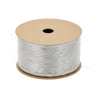 Glitter Mesh Sparkle Organza Gift Wrapping Ribbon Roll - White - 1.5 Inch