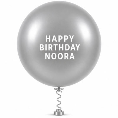 Sempertex Latex Personalised Helium Balloon - Satin Silver - 24 Inch