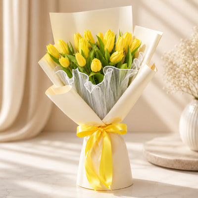 Elegant Yellow Tulip Flower Bouquet