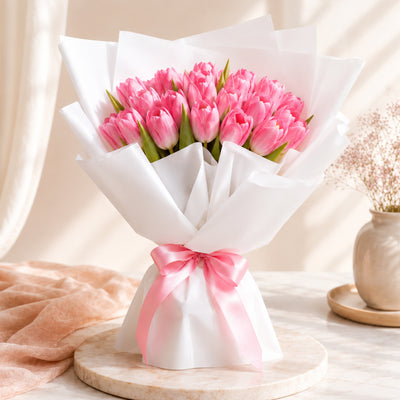 Elegant Pink Tulip Flower Bouquet