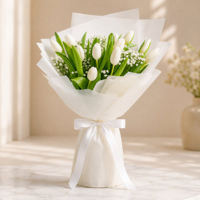 White Tulip Flower Bouquet