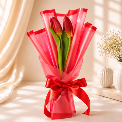 Premium Red Tulip Flower Bouquet