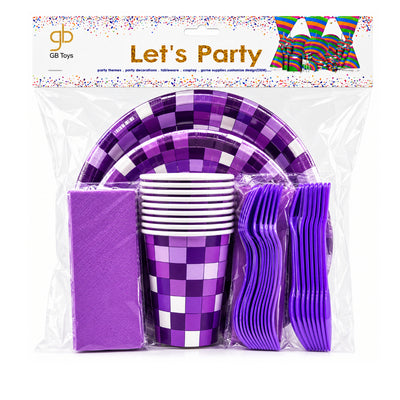 Disposable 10pcs Party Set - Dining Set - Purple Colour