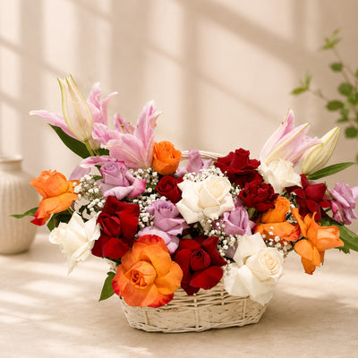 Mixed Flower Basket Arrangement