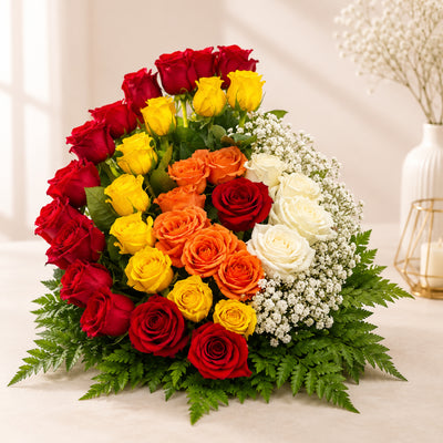 Elegant Flower Arrangement With Vibrant Roses