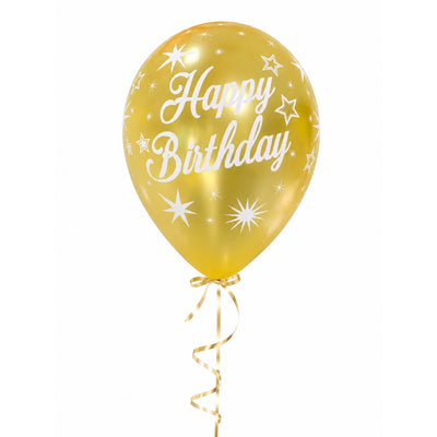 Sempertex Latex Happy Birthday Helium Balloon - Gold - 12 Inch