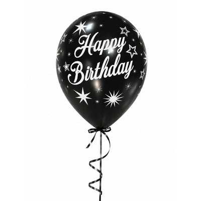 Sempertex Latex Happy Birthday Helium Balloon - Black - 12 Inch