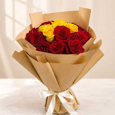 Luxury Red & Yellow Rose Flower Bouquet