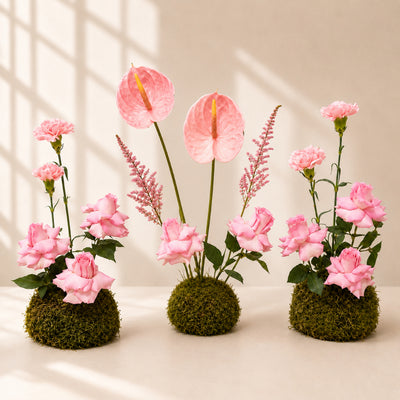 Blush Pink Anthurium & Rose Luxury Floral Arrangement Set