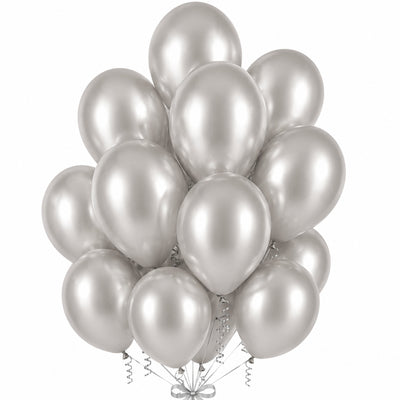 Sempertex Latex Helium Balloons - Satin Silver - 12 Inch