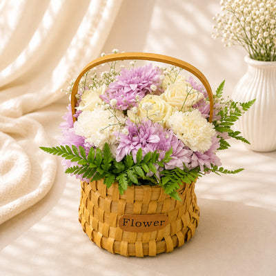 Mixed Flowers Elegant Basket Arrangement