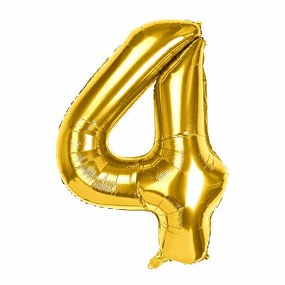 Happy Birthday Party Decoration Foil Balloon Number 4 - Gold - 40 Inch