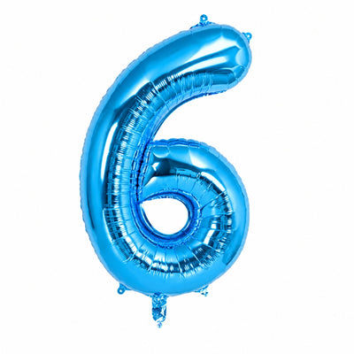 Happy Birthday Party Decoration Foil Balloon Number 6 - Blue - 40 Inch