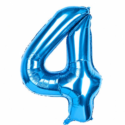 Happy Birthday Party Decoration Foil Balloon Number 4 - Blue - 40 Inch