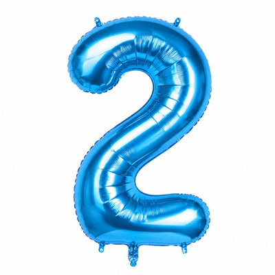 Happy Birthday Party Decoration Foil Balloon Number 2 - Blue - 40 Inch